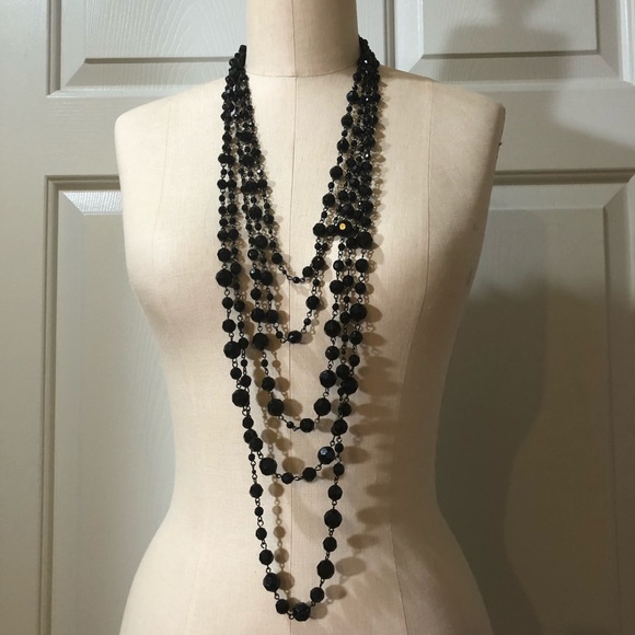 Vintage Multiple Strands Black Necklace - Picture 4 of 8